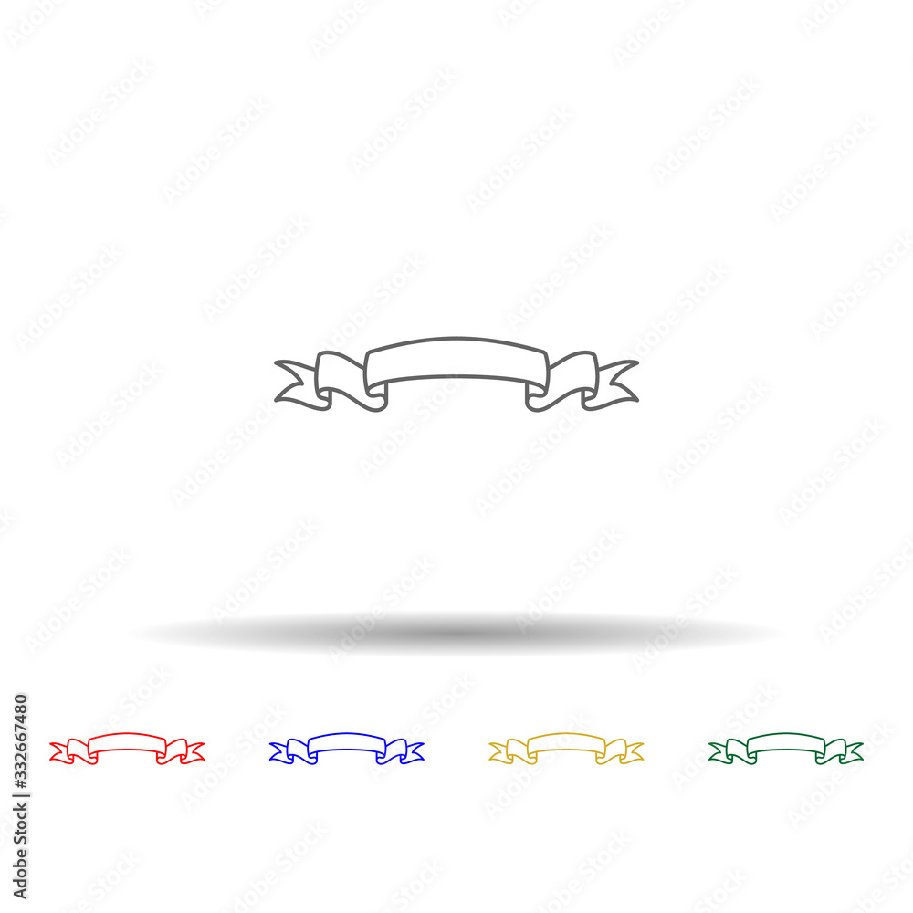 Poster ribbon for text multi color icon. simple thin line, outline vector of ribbon icons for ui and ux, we