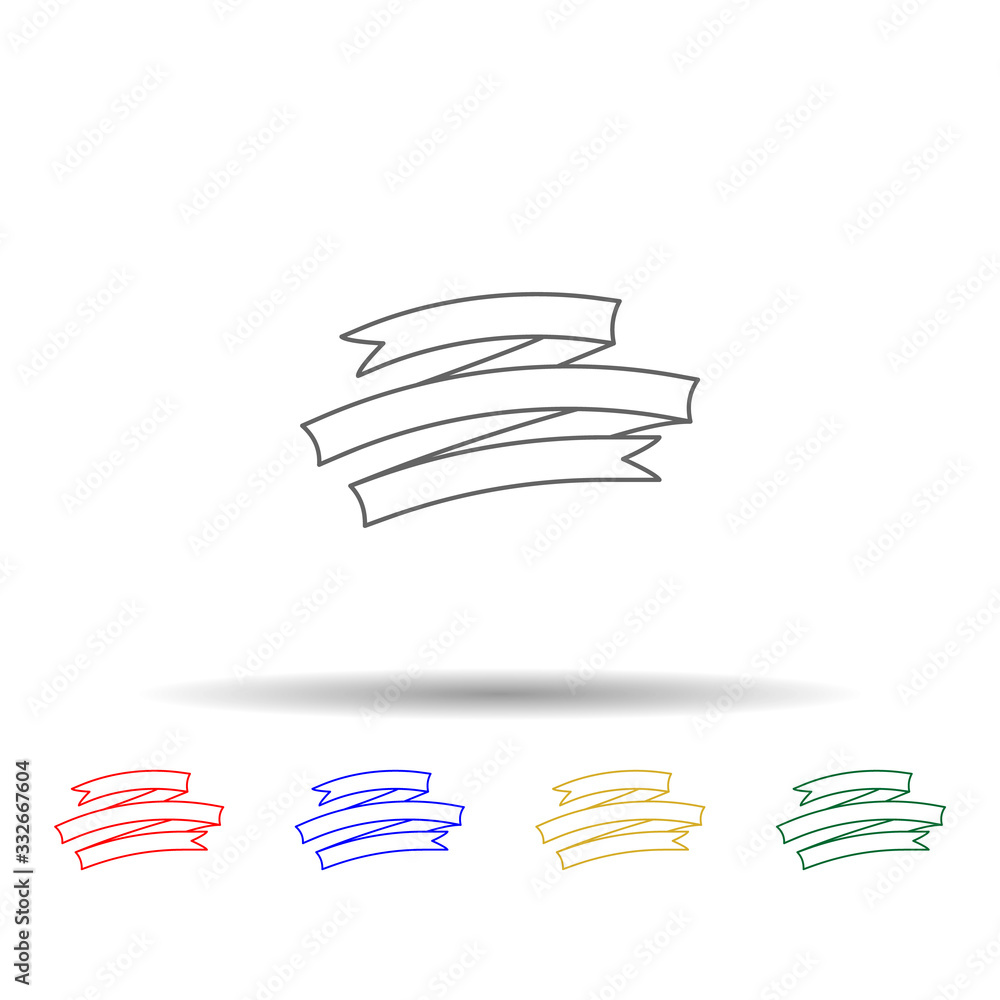 Poster banner, ribbon multi color icon. simple thin line, outline vector of ribbon icons for ui and ux, web
