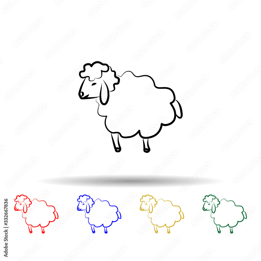 Poster sheep multi color icon. simple thin line, outline vector of sheep icons for ui and ux, website or mo