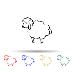 Sheep multi color icon. Simple thin line, outline vector of sheep icons for ui and ux, website or mobile application