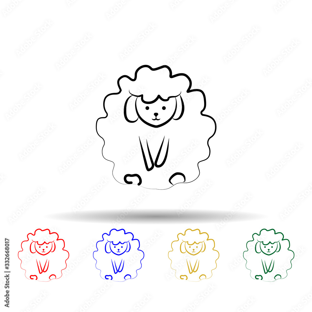 Poster sheep multi color icon. simple thin line, outline vector of sheep icons for ui and ux, website or mo