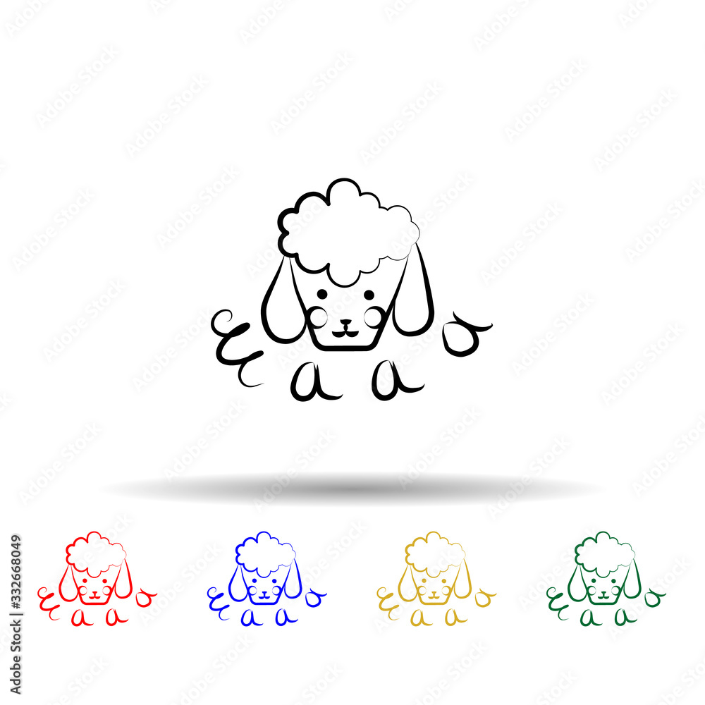 Poster head of a sheep multi color icon. simple thin line, outline vector of sheep icons for ui and ux, web