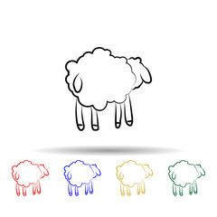 Sheep from behind multi color icon. Simple thin line, outline vector of sheep icons for ui and ux, website or mobile application