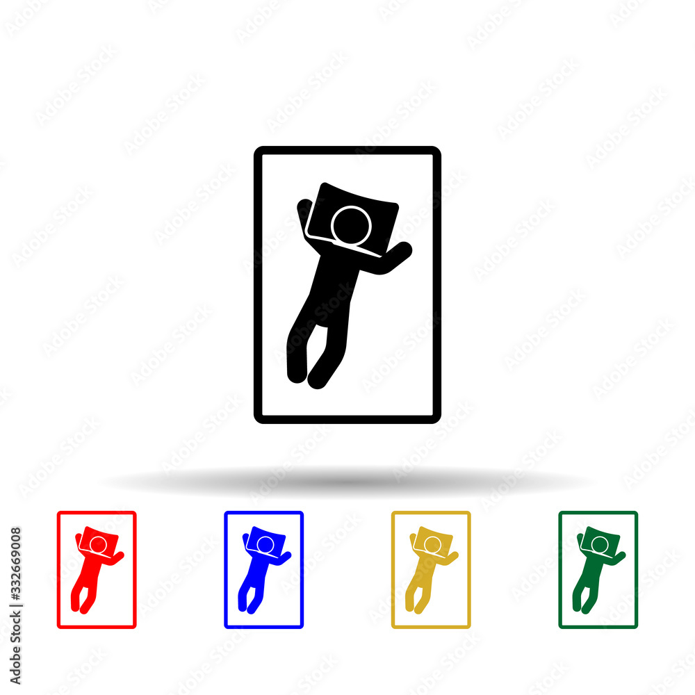 Poster man sleep on back multi color icon. simple glyph, flat vector of sleeping position icons for ui and 