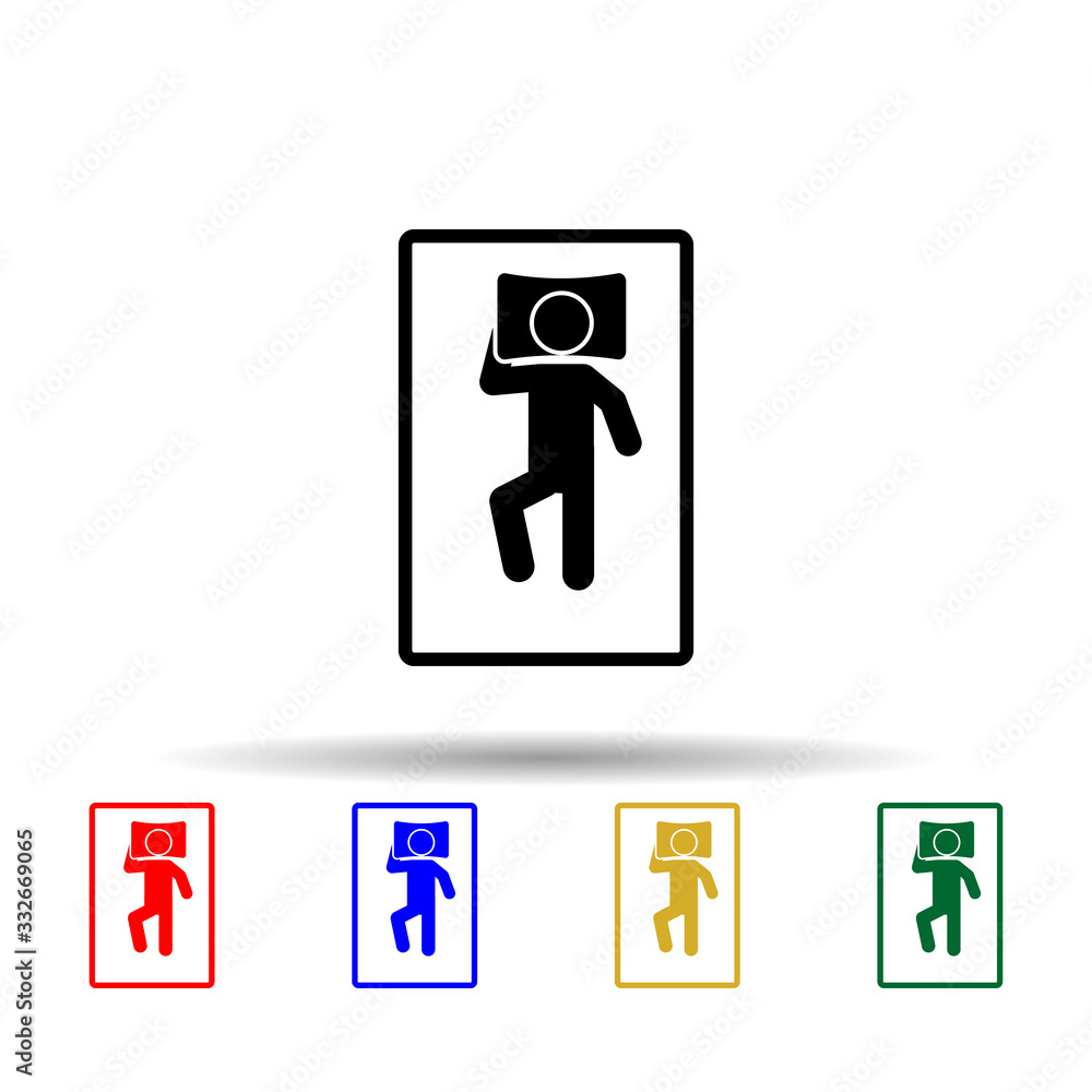 Poster man sleep on back multi color icon. simple glyph, flat vector of sleeping position icons for ui and 