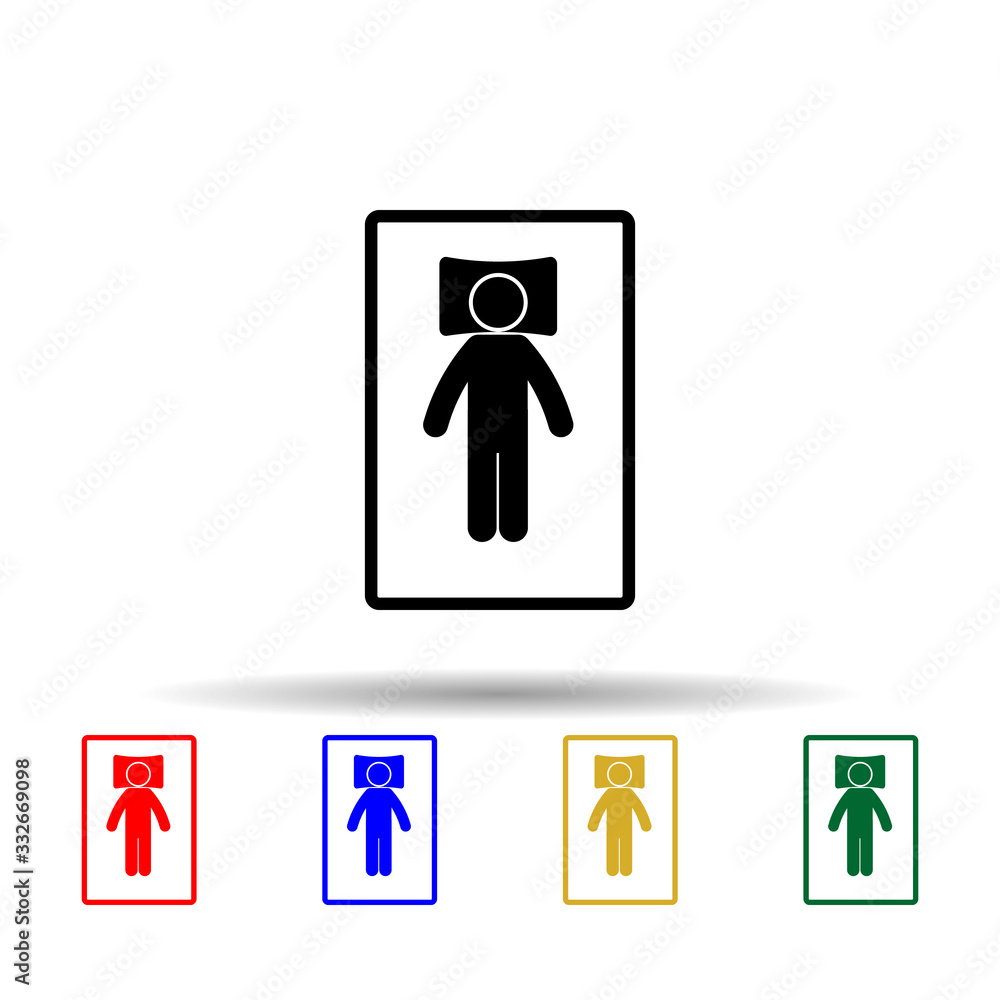 Poster man sleep on back multi color icon. simple glyph, flat vector of sleeping position icons for ui and 