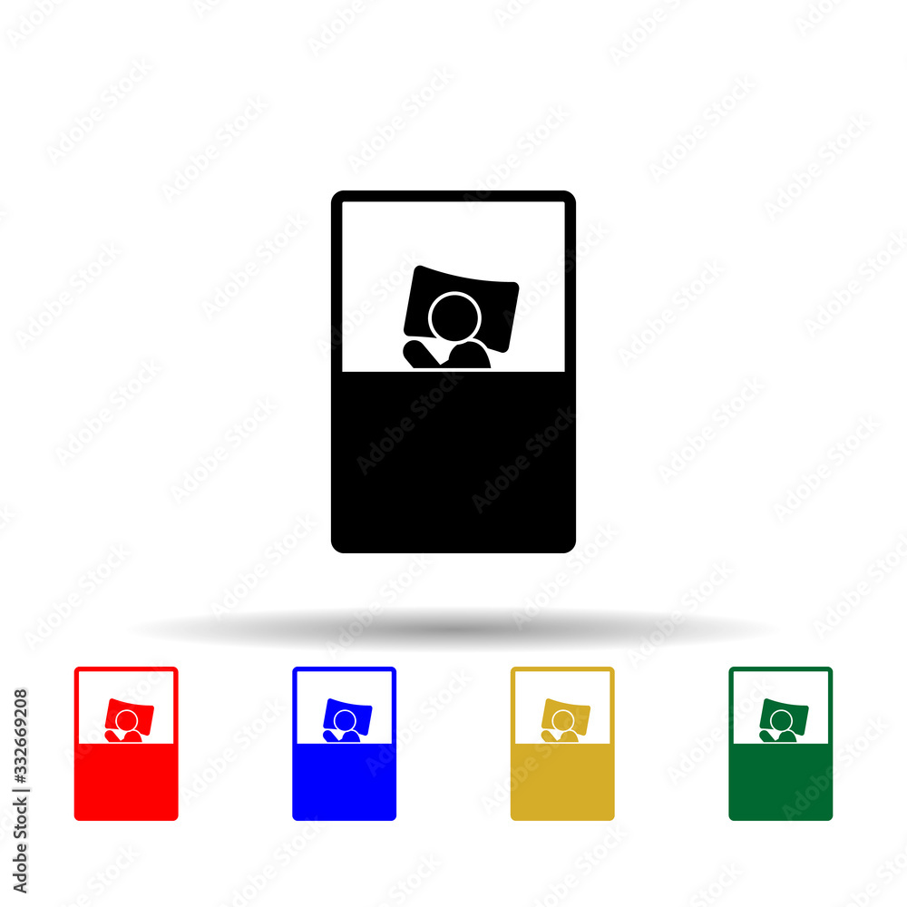 Poster man embryo posture multi color icon. simple glyph, flat vector of sleeping position icons for ui and