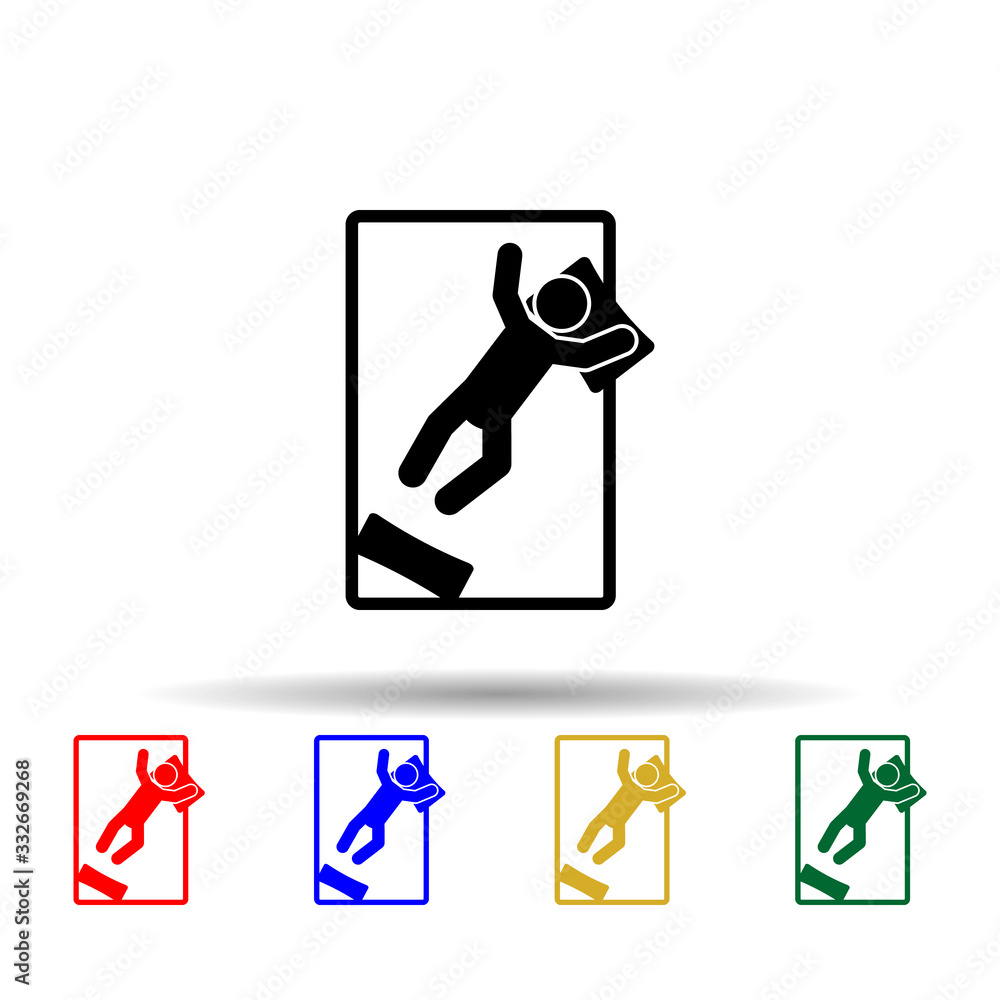 Poster man sleep on back multi color icon. simple glyph, flat vector of sleeping position icons for ui and 