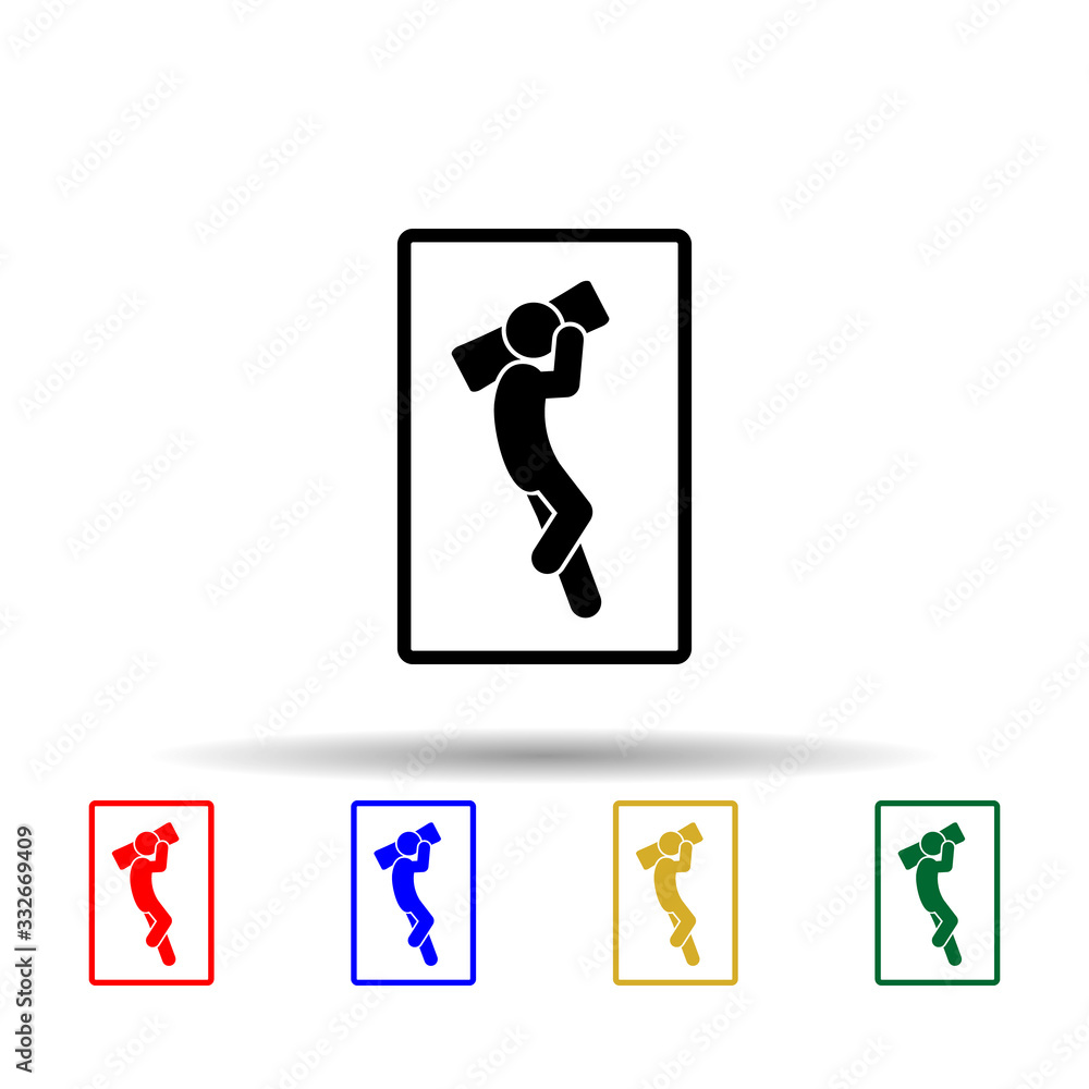 Poster man sleep on one side multi color icon. simple glyph, flat vector of sleeping position icons for ui 