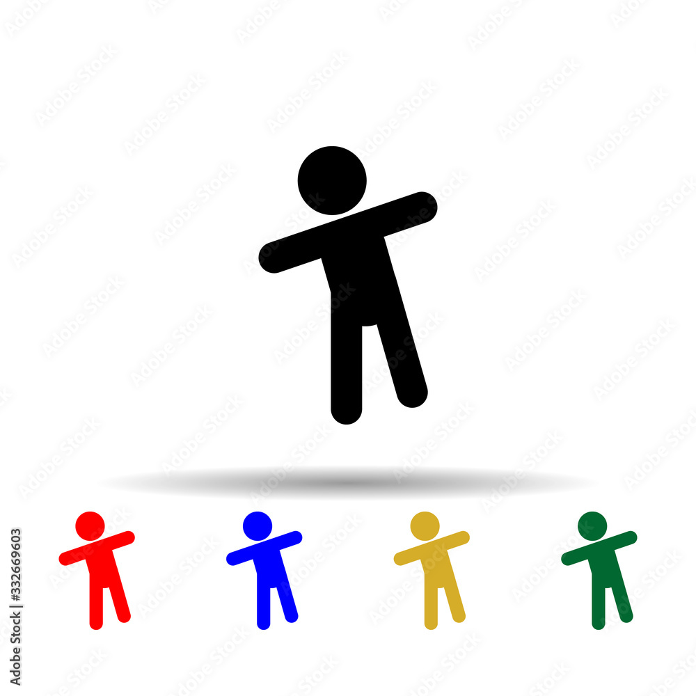 Poster Child walks multi color icon. Simple glyph, flat vector of toddler development icons for ui and ux, website or mobile application