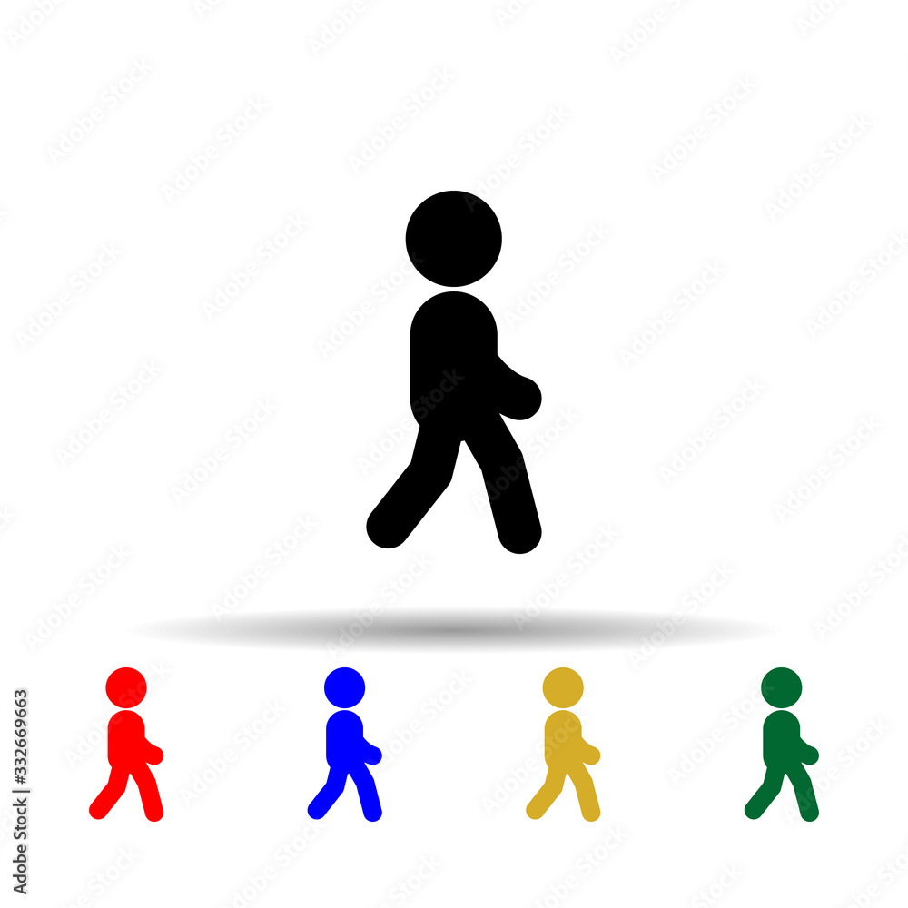 Poster Child walks multi color icon. Simple glyph, flat vector of toddler development icons for ui and ux, website or mobile application
