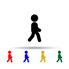 Child walks multi color icon. Simple glyph, flat vector of toddler development icons for ui and ux, website or mobile application