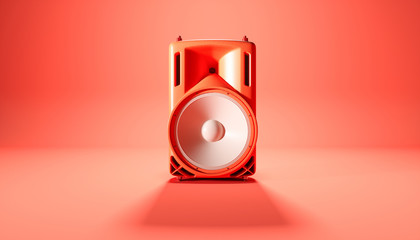 red speaker system on red background