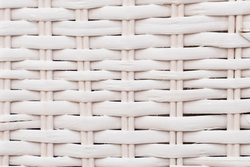 White wooden rattan basket surface natural texture and background close up