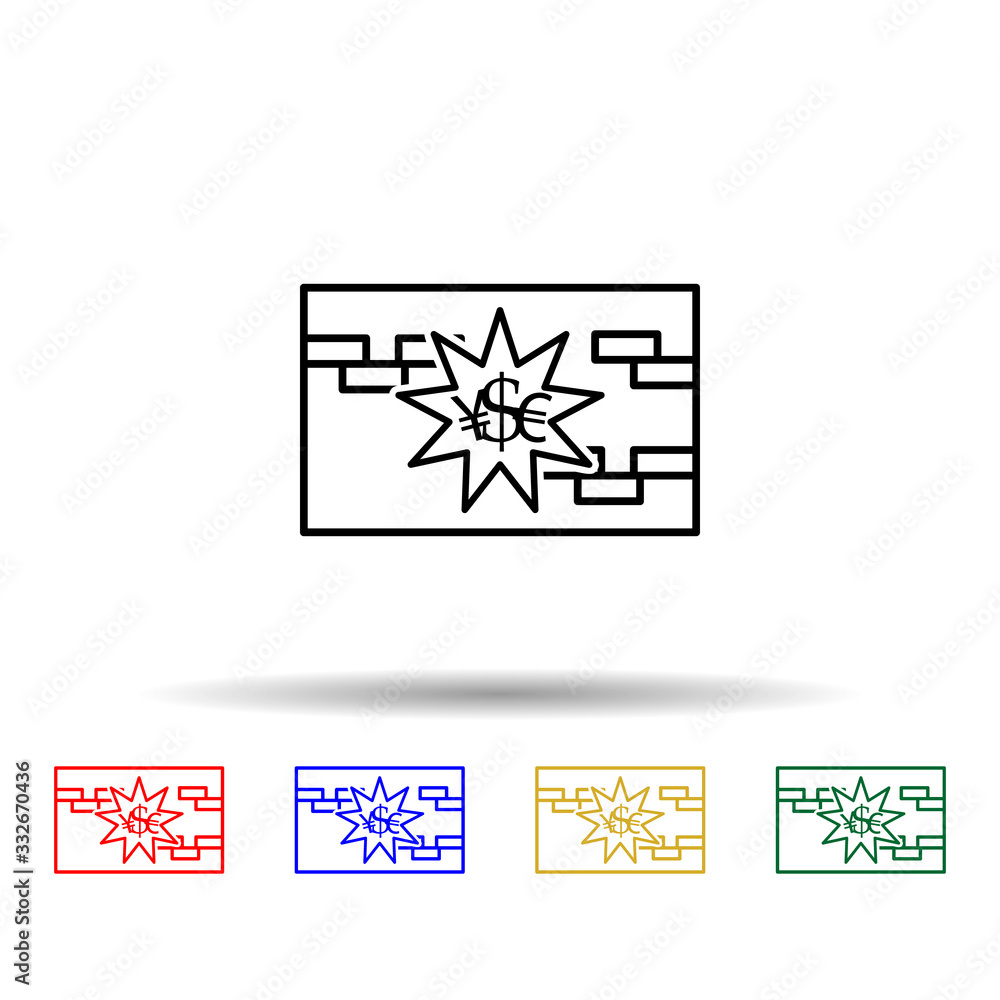 Poster currency wall multi color icon. simple thin line, outline vector of trade wars icons for ui and ux, 