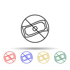 Ban on bill of exchange multi color icon. Simple thin line, outline vector of trade wars icons for ui and ux, website or mobile application
