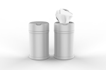 Blank Promotional Wet Wipe Container Cup For Branding, 3d render illustration.