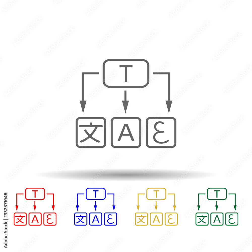 Poster translation, words multi color icon. simple thin line, outline vector of translator icons for ui and