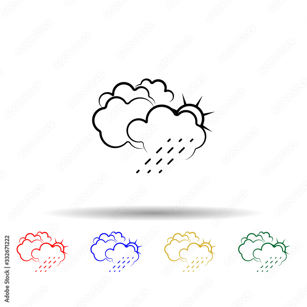 Aufkleber cloud, rain, sun multi color icon. simple thin line, outline vector of weather icons for ui and ux, 
