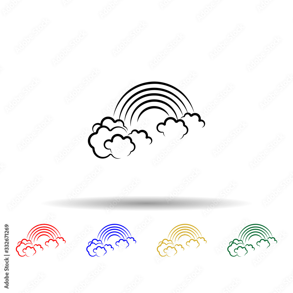 Poster cloud, rainbow multi color icon. simple thin line, outline vector of weather icons for ui and ux, we