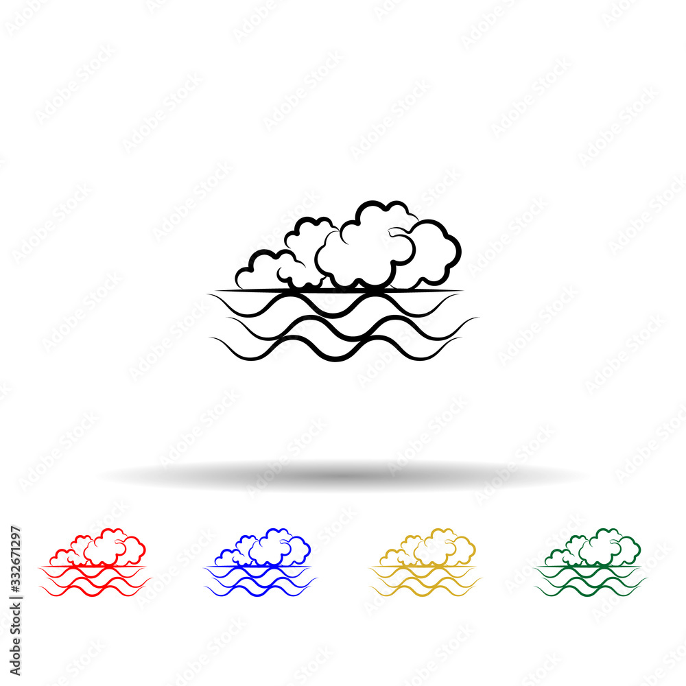 Poster cloud, sea multi color icon. simple thin line, outline vector of weather icons for ui and ux, websit