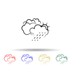 Cloud, rain, sun multi color icon. Simple thin line, outline vector of weather icons for ui and ux, website or mobile application