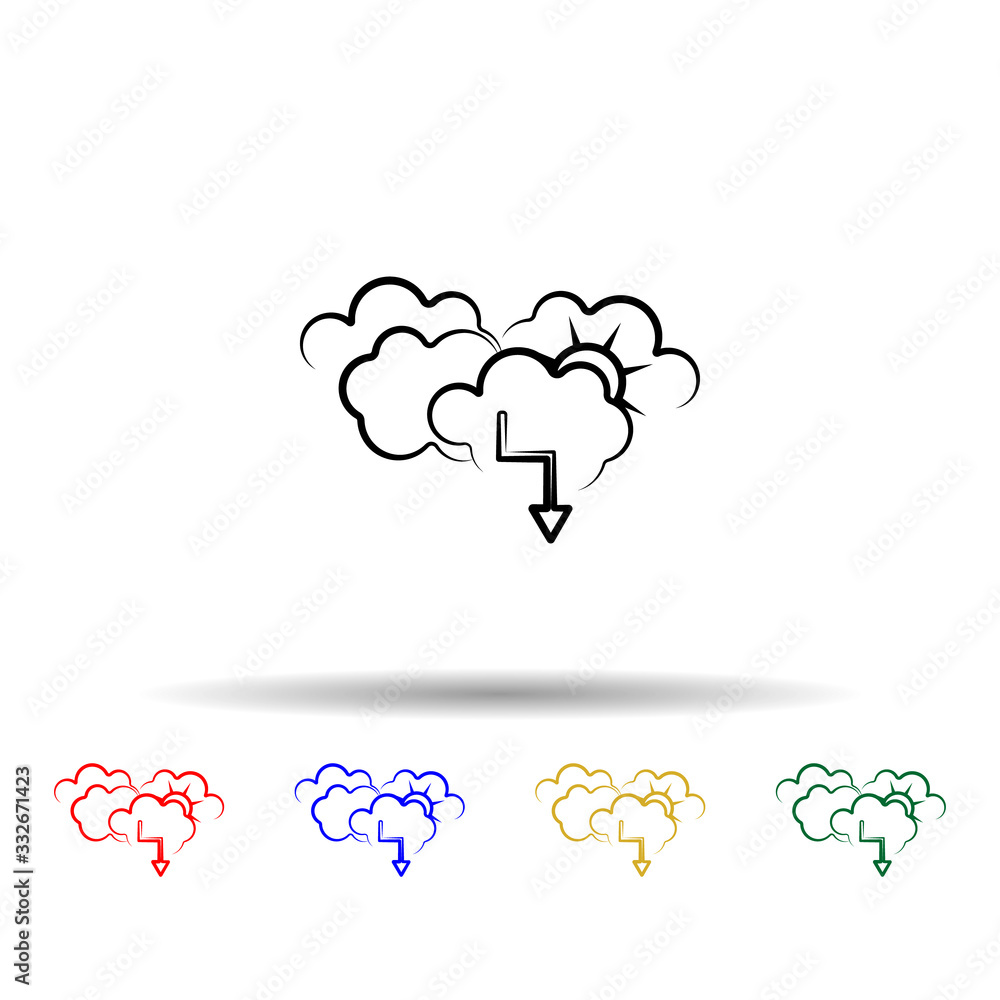 Poster cloud, sun, rain multi color icon. simple thin line, outline vector of weather icons for ui and ux, 