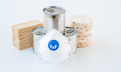 Stocks of dry food and metal cans for food during epidemics and war