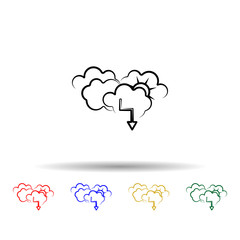 Cloud, sun, rain multi color icon. Simple thin line, outline vector of weather icons for ui and ux, website or mobile application