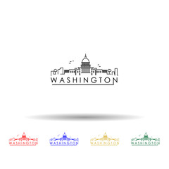 Outline washington dc usa city skyline with modern buildings multi color icon. Simple thin line, outline vector of cities icons for ui and ux, website or mobile application
