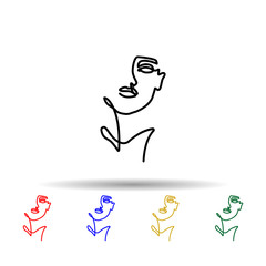 One line, face, woman multi color icon. Simple thin line, outline vector of human icons for ui and ux, website or mobile application