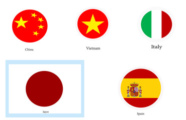 National flag China, Italy, Japanese, Vietnam, Spain. Current country There is an epidemic Corona Virus and Kovid-19. The national flags of each country are different According to the geography.