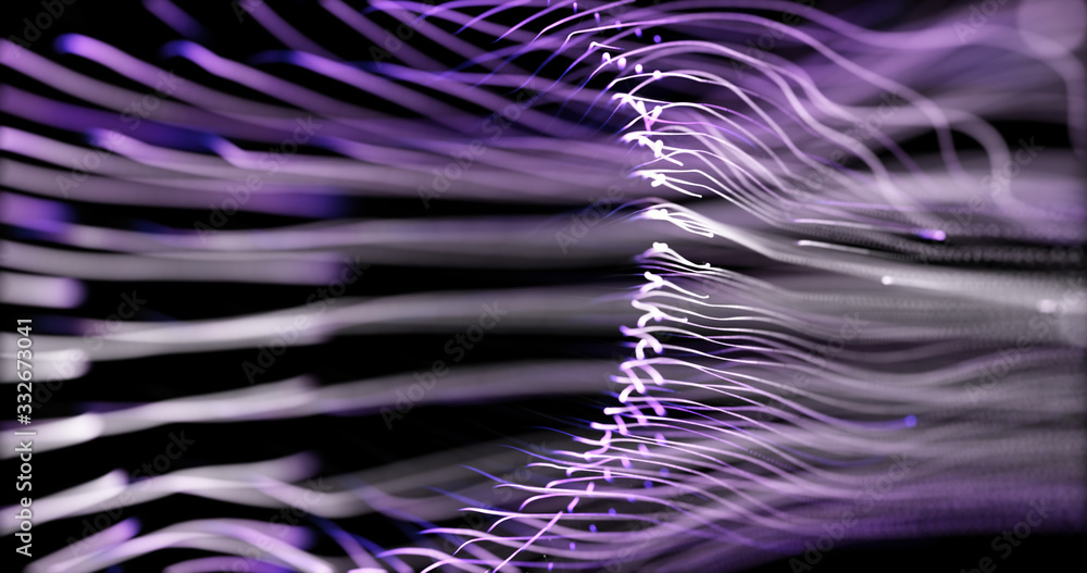 Poster glowing line particles dynamic liquid flow . neon streaming backgrounds. cyber binary. glow abstract