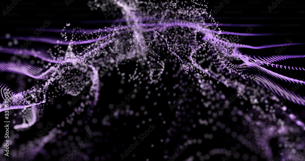 Poster glowing dot particles dynamic liquid flow . neon streaming backgrounds. cyber binary. glow abstract 