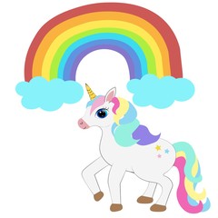 cute colorful unicorn cartoon illustration