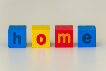 Home inscription from wooden blocks