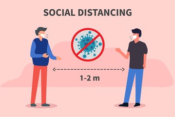 Social distancing. Keep the 1-2 meter distance. Coronovirus epidemic protective. Vector illustration