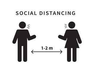 Social distancing icon. Keep the 1-2 meter distance. Coronovirus epidemic protective. Vector illustration
