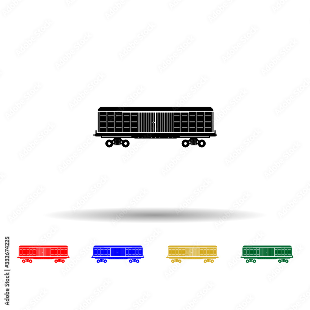 Poster railway container multi color icon. simple thin line, outline vector of transport by train icons for