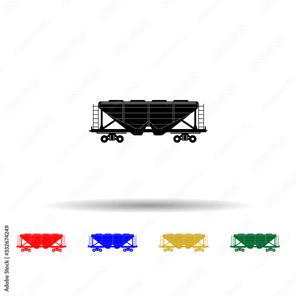 Poster railway carriage of sand transportation multi color icon. simple thin line, outline vector of transp