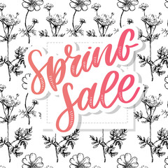 Spring sale Vector word sale .Letters made of flowers and leaves on a white background.
