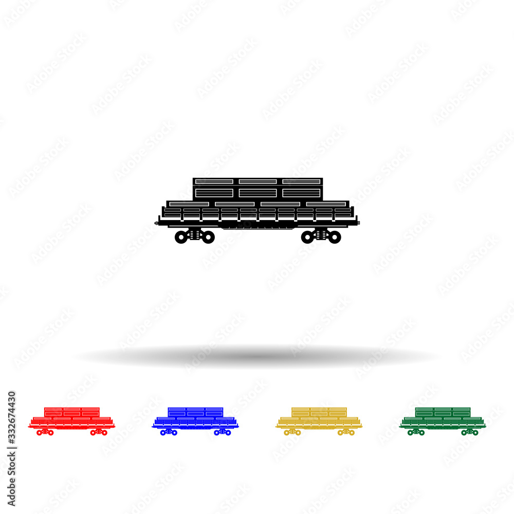 Aufkleber railway carriage of boxes transportation multi color icon. simple thin line, outline vector of trans