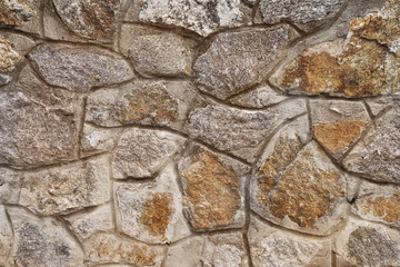 Cracked real stone wall surface with cement