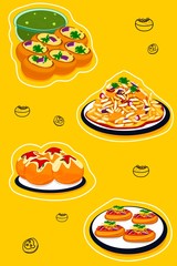 Pani Puri,Bhelpuri,Dahi vada,Sev Puri indian Street Food Vector © Best Vector