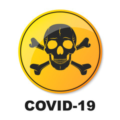 Covid-19 warning symbol. Coronavirus danger sign.