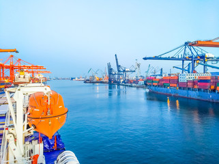 Container ship in the port of Gdynia, Poland