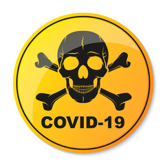 Covid-19 warning symbol. Coronavirus danger sign.