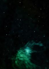 Star field in space and a nebulae. 3D rendering