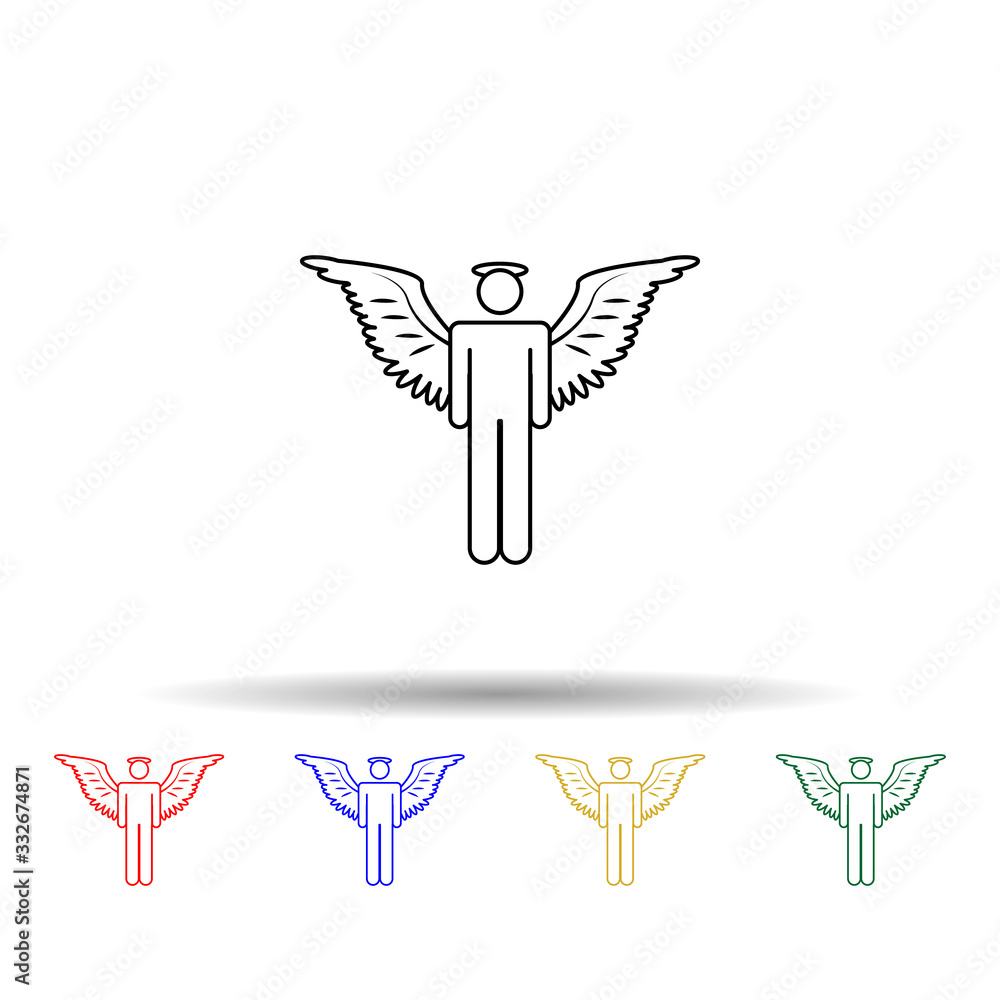 Poster angel man multi color icon. simple thin line, outline vector of angel and demon icons for ui and ux,