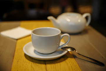 cup of tea on the background of the kitchen